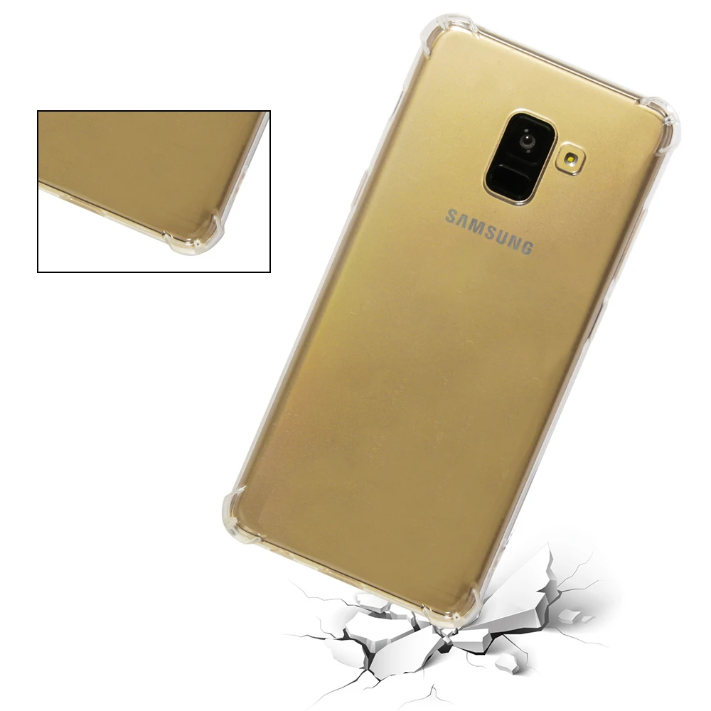 High quality transparent reinforced Anti-falling Soft Silicone phone case For Samsung Galaxy A8+ A8 Plus 2018 coque funda cover |