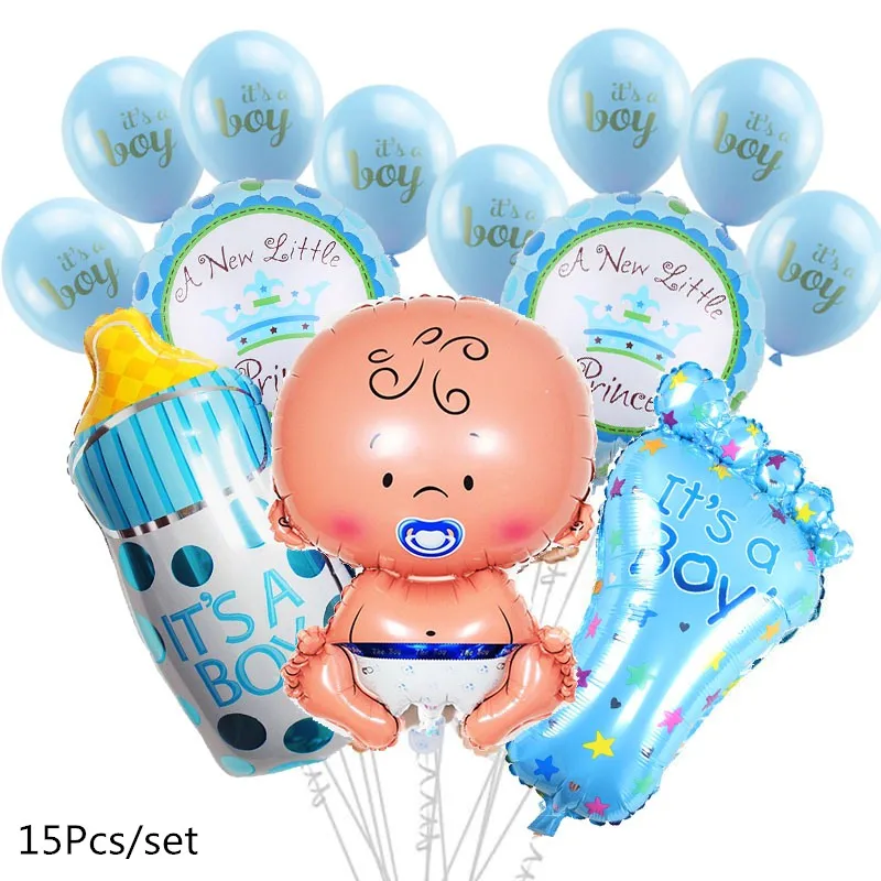 15pcs boy set 1 комплект детского дня рождения для маленьких мальчиков и девочек Фольга шар его Для мальчиков и девочек детские праздничные шары Детские 1st День рождения украшения поставки - Цвет: 15pcs boy set