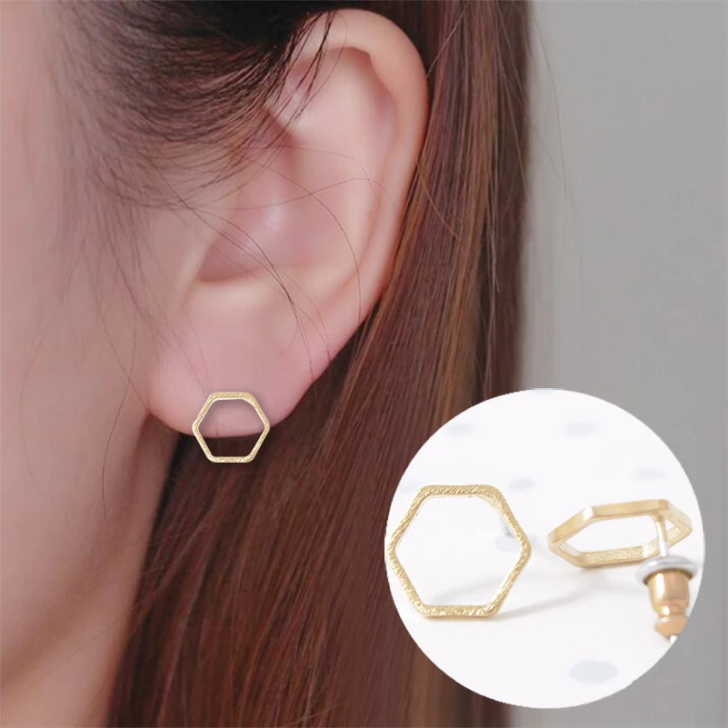 Yiustar серебристый розовый шестиугольник Серьги гвоздики E043|fashion stud earrings|stud earringsstud