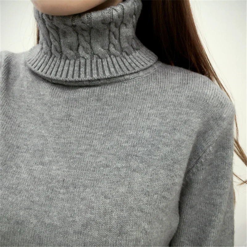 Fashion High Collar Lady Sweater 2020Women Pullover Knit Shirt Winter women's 5 Colors Quality stripe | Женская одежда