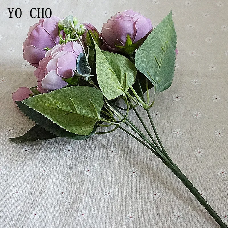 Свадебный букет из роз YO CHO невесты с пионами искусственная композиция шелковых