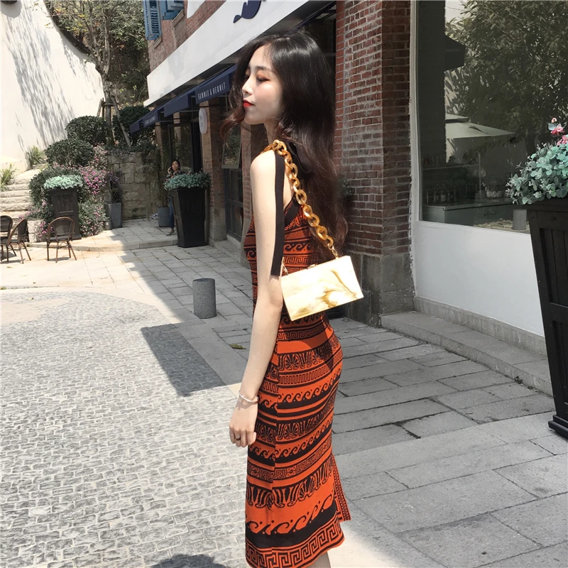 Korobov летнее трикотажное стрейчевое женское платье с винтажным узором платья на