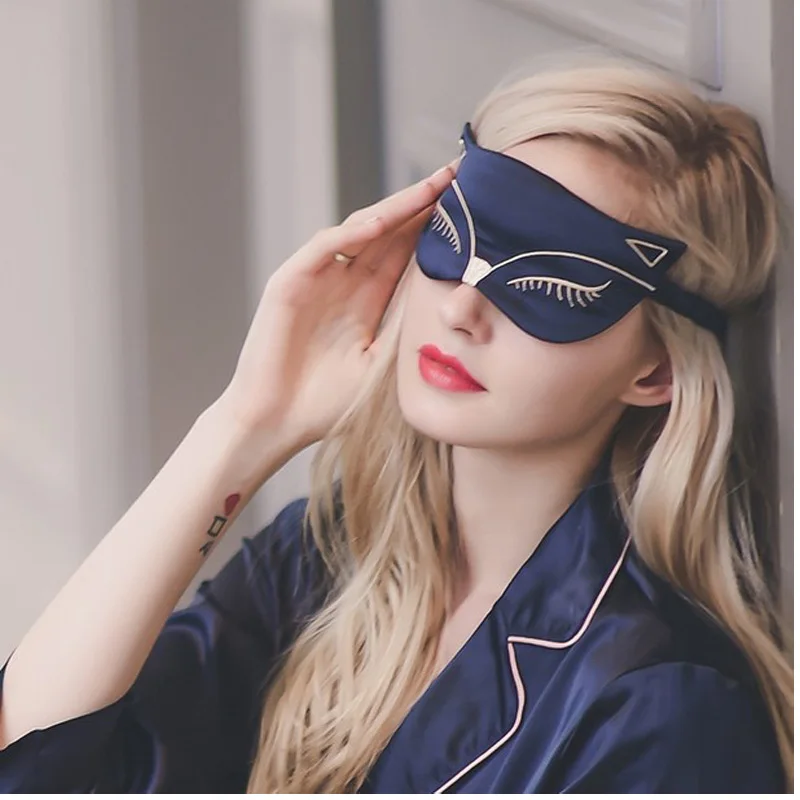 

Breathable Silk Eyeshade Cartoon Cute Fox Cotton Eye Cover Women Sleeping Eye Mask Soft Comfortable Embroidery Goggles Headgear