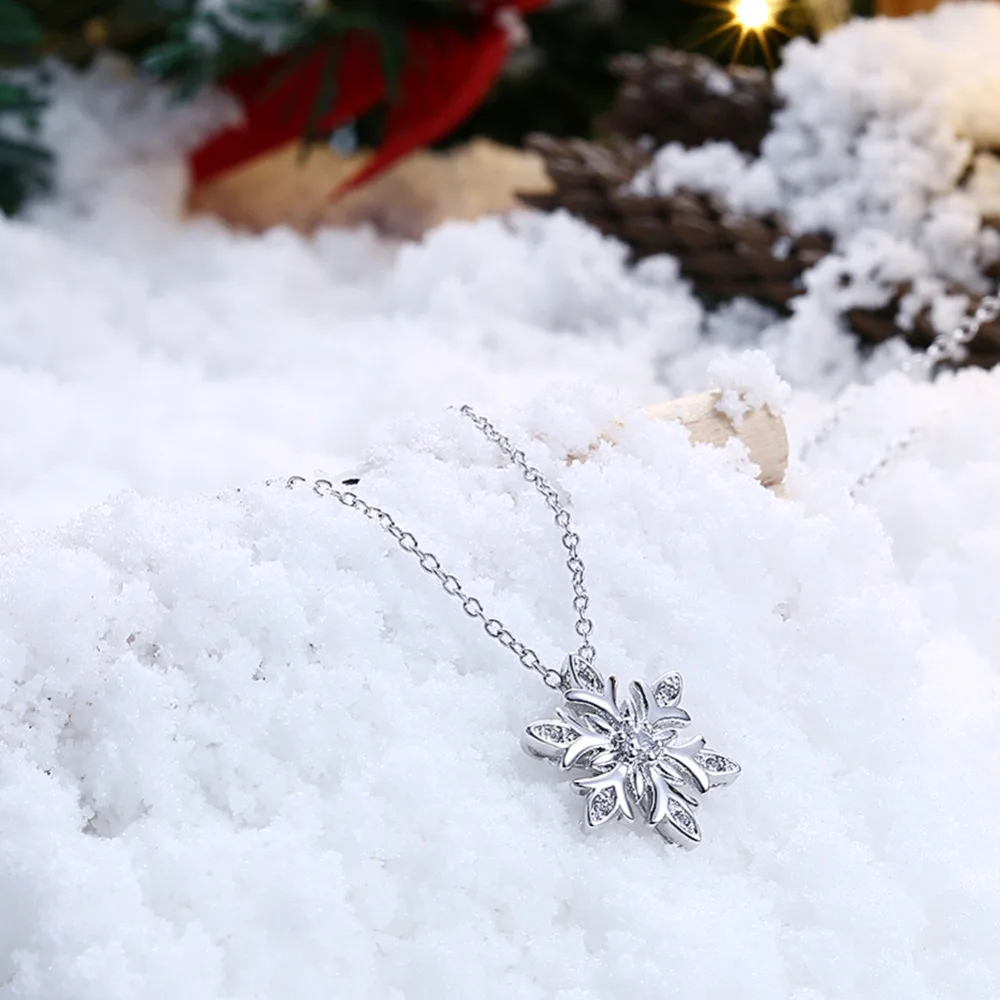 SexeMara Fashion Charm Bridal Engagement Crystal Big Snowflake Pendant Necklace Women Lady Wedding Jewelry Gifts | Украшения и
