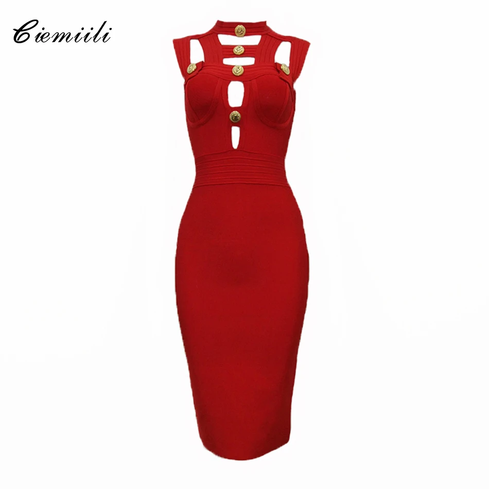 CIEMIILI новинка 2019 сексуальный женский золотой бандаж на пуговицах платье для