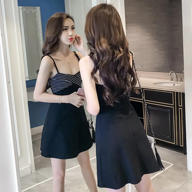 YuooMuoo Women Summer Sexy A-Line High Waist Short Mini Strapless Dress Sleeveless Party Club Pleated Spaghetti Strap Dresses | Женская