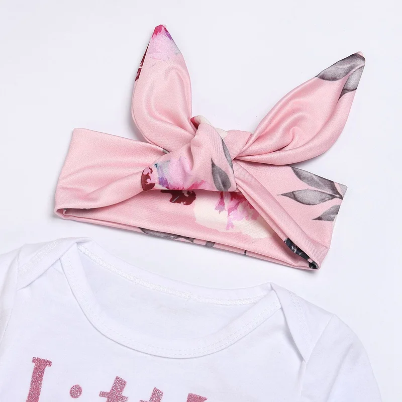 Одежда для маленьких сестер комбинезон с буквенным принтом и цветочным 2