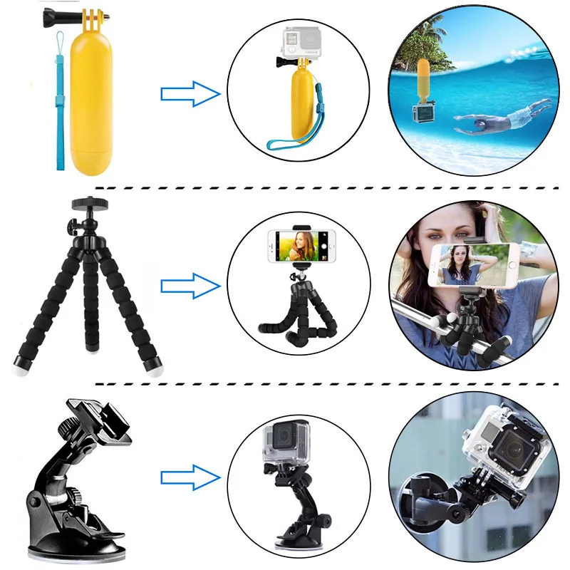 

K13 Action Camera Accessories for Gopro Hero 3 4 5 6 Xiaomi yi SJCAM EKEN H9 H9R Gopro Mount for Canon Nikon