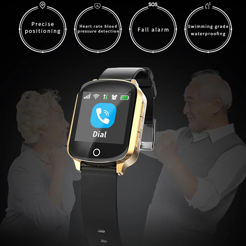 GPS Wifi Трекер Смарт-часы для телефона пожилых SOS Вызов сердечного ритма кровяное