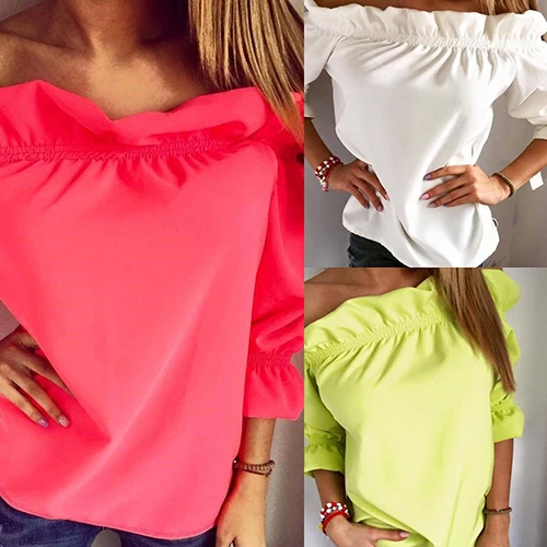 Женская Повседневная Однотонная футболка со складками и плоским воротником