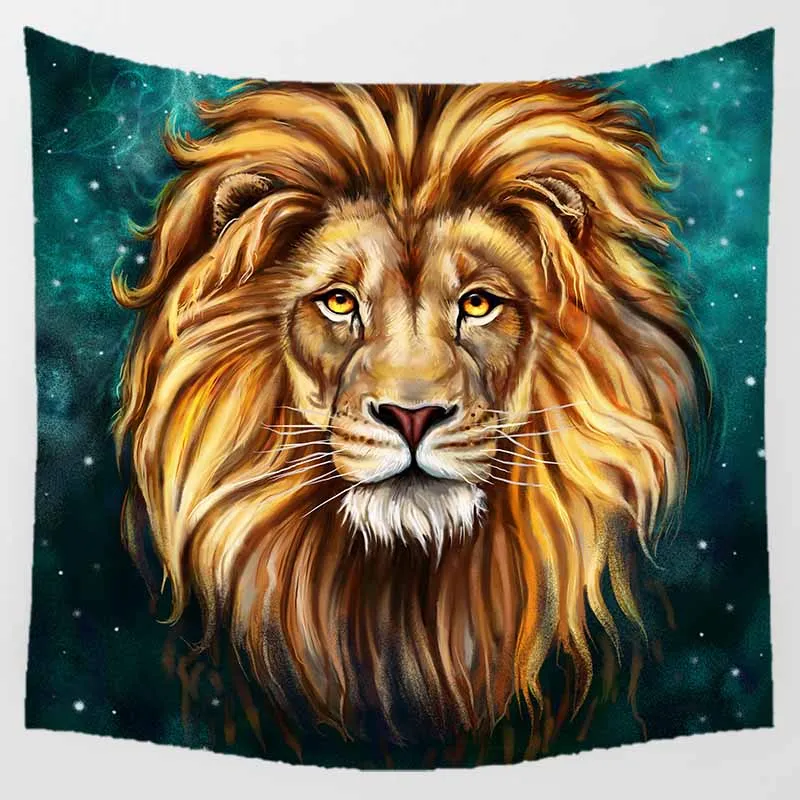 

Hot sale square shape creative lion feather pattern wall hanging tapestry home decoration wall tapestry tapiz pared