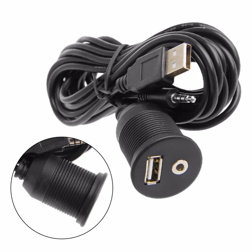 Автомобиль 2 м 3 5 мм приборной панели заподлицо USB 0 гнездо AUX свинцовый шнур