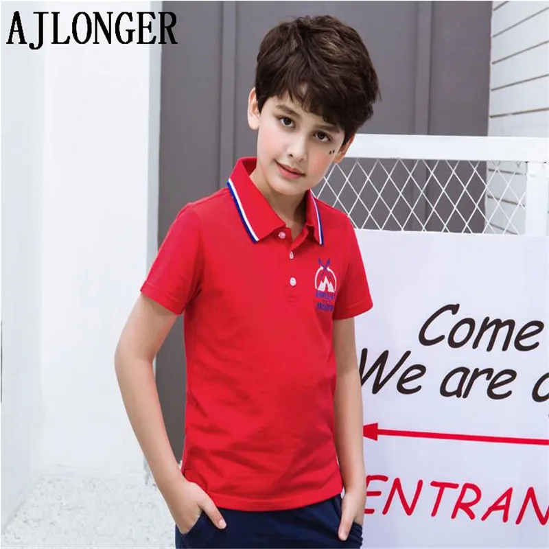 

AJLONGER Children's Short Sleeve Polo Shirt Clothes Summer Boys New Fashion Kids Polo Shirts 5-14 Years