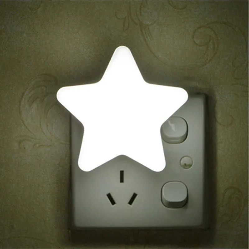 Quadurple Cute Star Sensor Smart LED Night Light Lighting Luminaire Nightlight Wall Lamp Children Bedroom Decor EU/US Plug | Лампы и