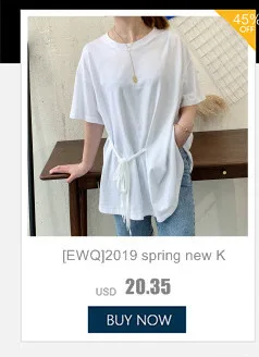 [EWQ] Новинка лета, пуловер с круглым вырезом и принтом, повязка на голову с рукавом-бабочкой, топ с лентой, свободная футболка QJ24200