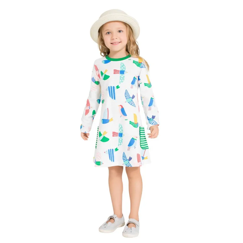 New Arrive cotton baby girls dresses all printed animals casual children clothes long sleeve girl cute | Детская одежда и обувь