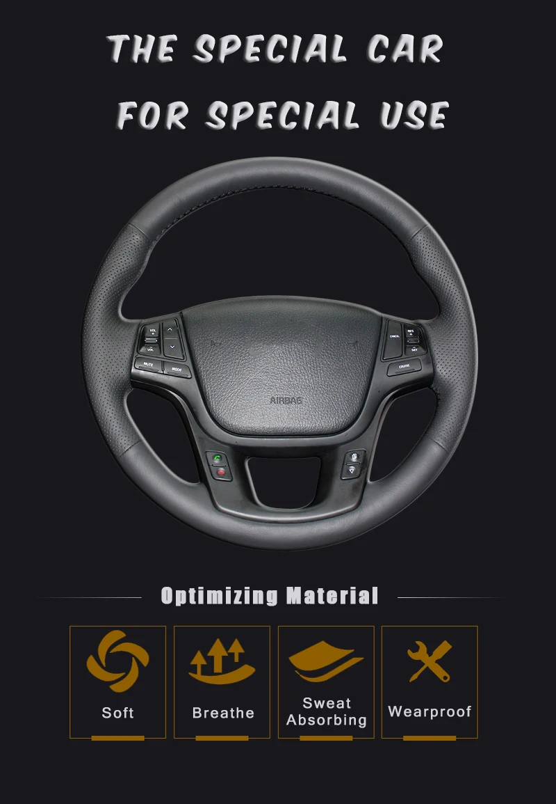 Автомобильная оплетка на рулевое колесо для Kia Sorento 2009- K7 Cadenza 2011- авто колесные Чехлы аксессуары для интерьера