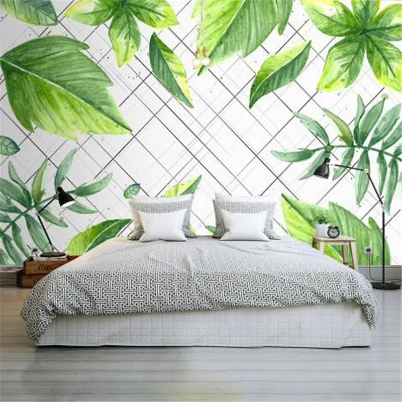 

Nordic Fresh Wallpapers for Walls 3D Green Banana Leaf Murals for Bedroom Living Room Home Decor Wall Papers Nature Green Trees