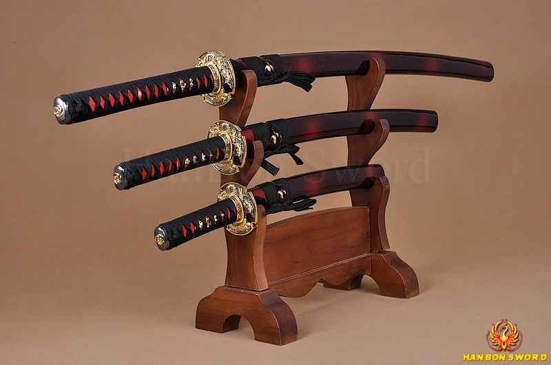 Самурайские японские мечи ручной работы Набор Катана вакизаси Танто Цуба В Форме