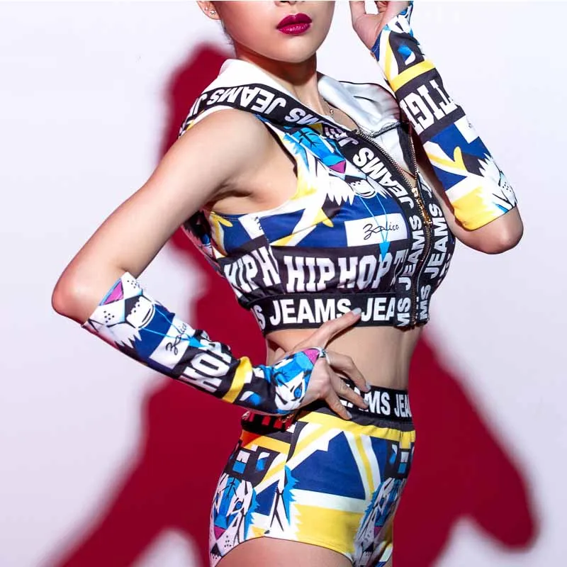 Sexy Female Anchor Ds Nightclub Stage Costume Printing Tiger Head Suit Modern Dance Jazz Hip Hop DWJ1002 |