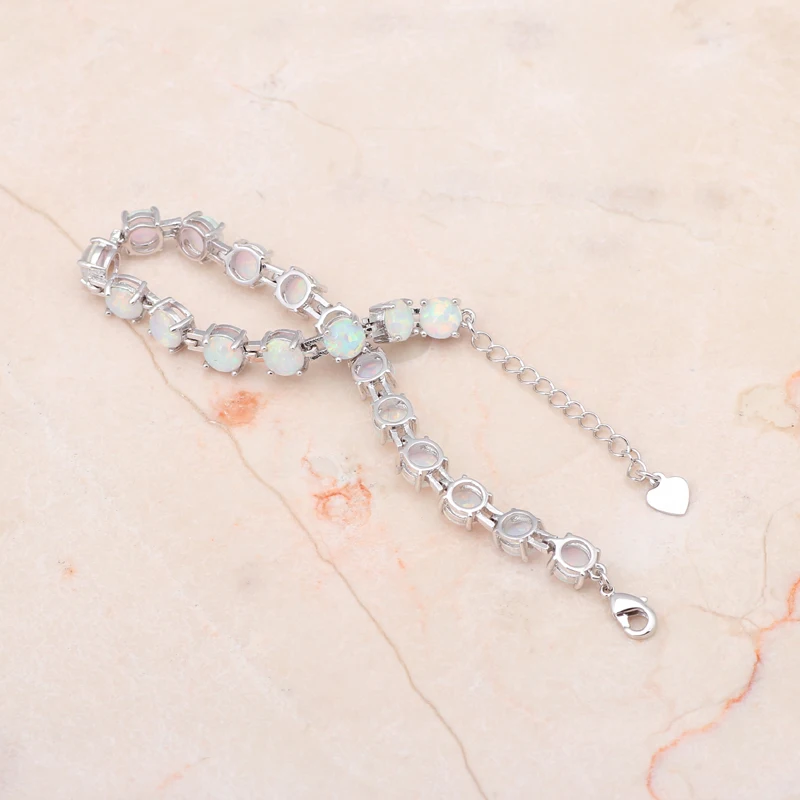 Роскошные Браслеты для Дамы бренд Дизайн Круглый Белый огненный опал Серебро