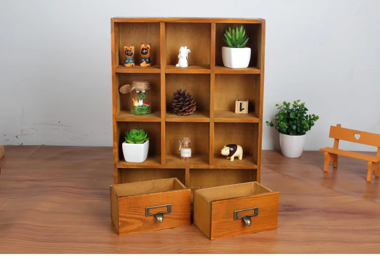 Zakka деревянные ящики шкафчики подвесной шкаф Ретро деревянный дисплей ящик для