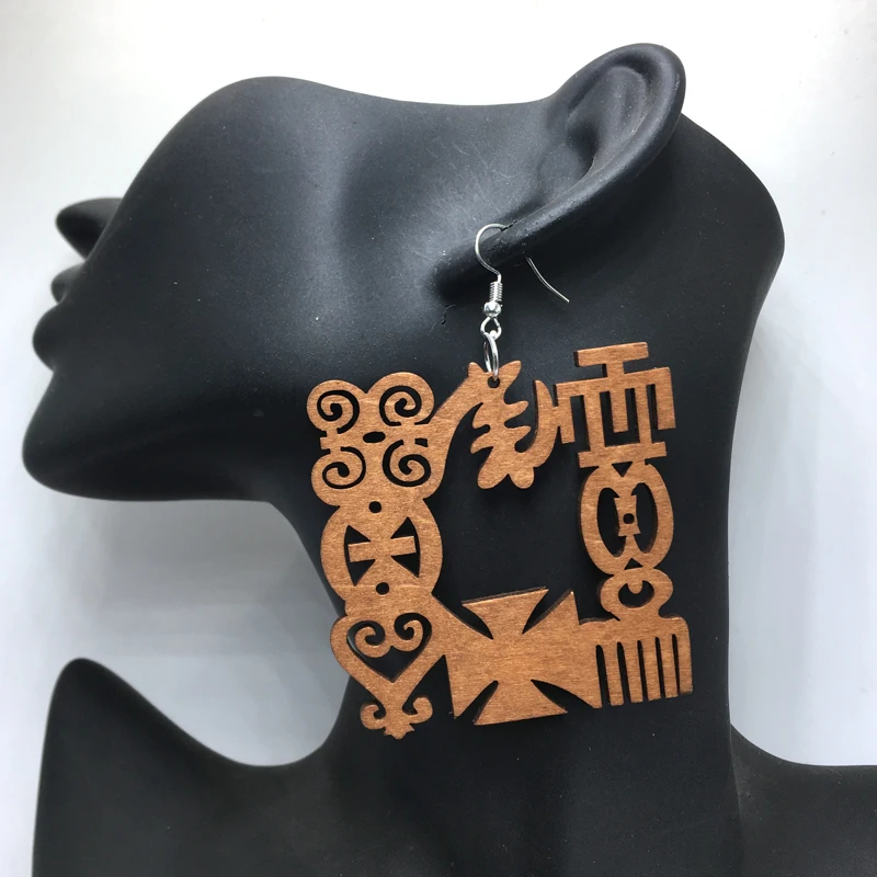 Большие размеры деревянные серьги Adinkra с символом можно смешать 3 размера s|wooden