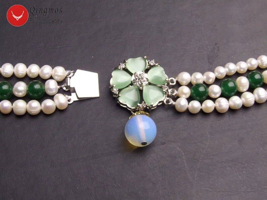 6-7 мм белые круглые натуральные жемчужины FW и Зеленые Бусины 3 пряди 18-19 дюймов