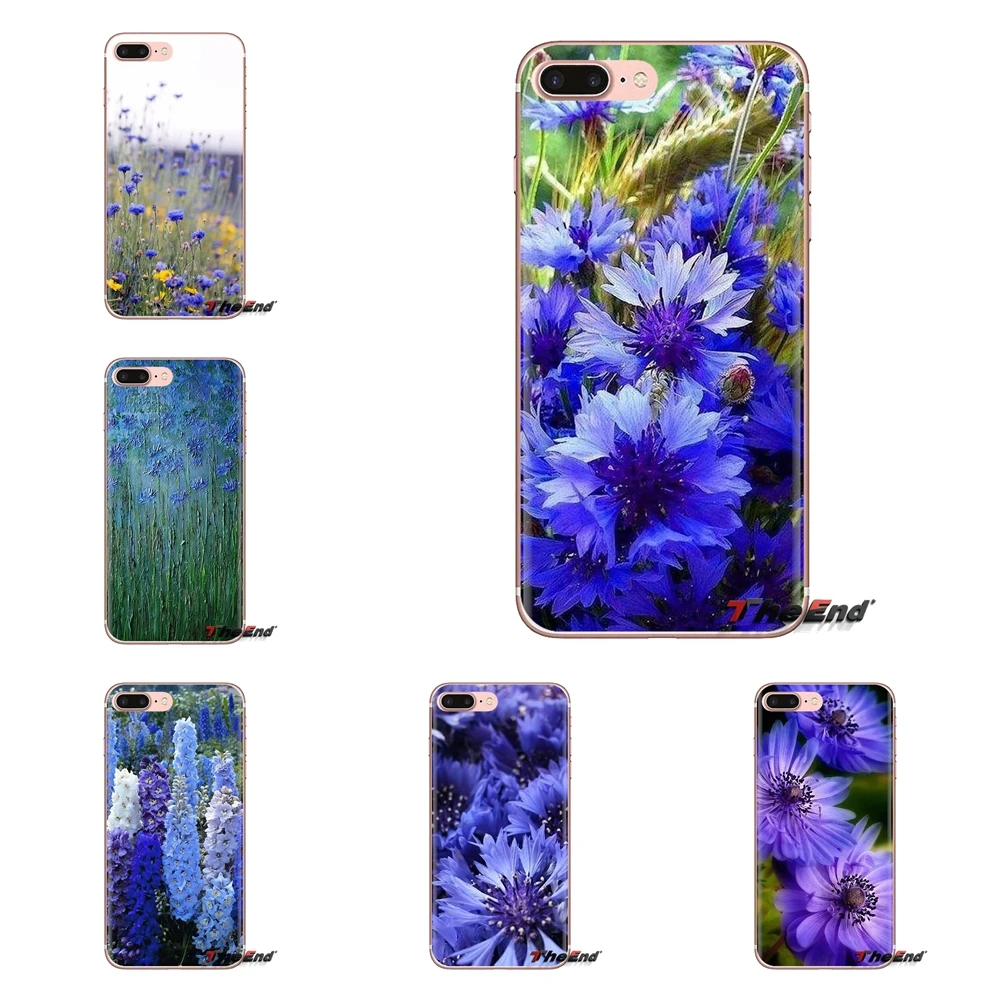 Прозрачный ТПУ чехол для Huawei Mate Honor 4C 5C 5X 6X 7 7A 7C 8 9 10 8C 8X 20 Lite Pro Blue cornflower Butterfly Delphinium |