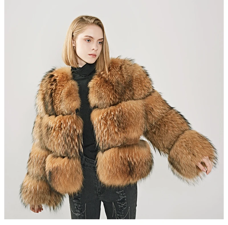MAOMAOFUR, натуральное меховое пальто, натуральный мех,, женская зимняя куртка, теплая одежда, Женское пальто с длинным рукавом из натурального меха енота
