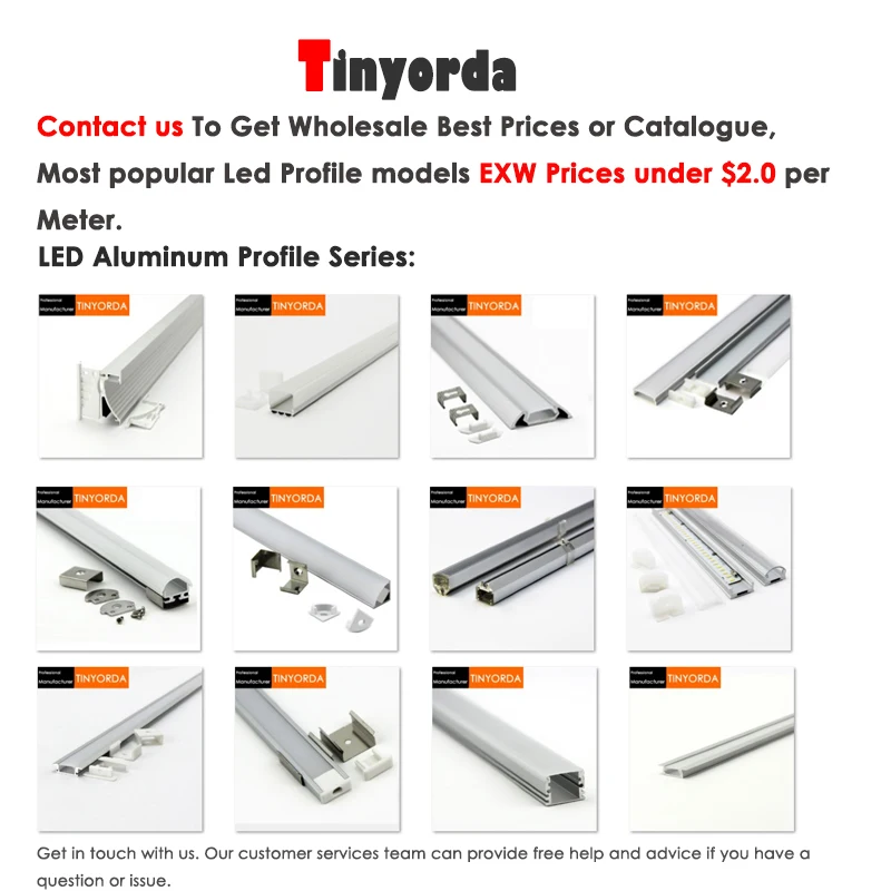 

Tinyorda 100Pcs (1M Length)Strip Alu Led Profile Led Channel Profil for 12mm LED Strip Light [Professional Manufacturer] TAB1713
