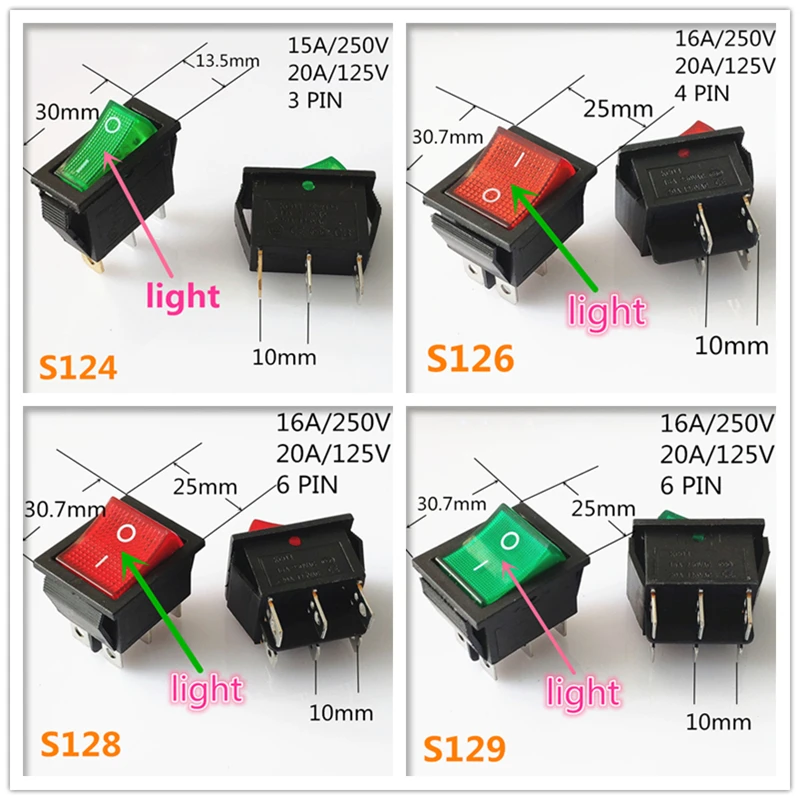 SPST KCD 3PIN 6PIN On/Off кулисный переключатель квадратной формы DC AC 16 А/250 В Автомобильная