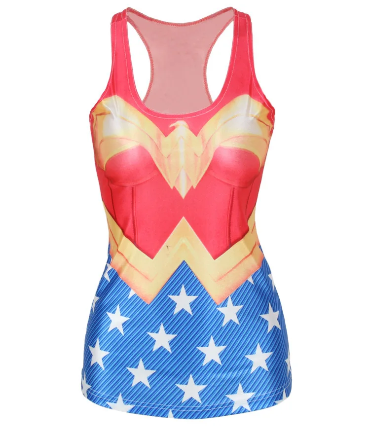 Womens Printed Tees Blouses Tops Vest Gothic Tank Wonder Woman Costume | Женская одежда