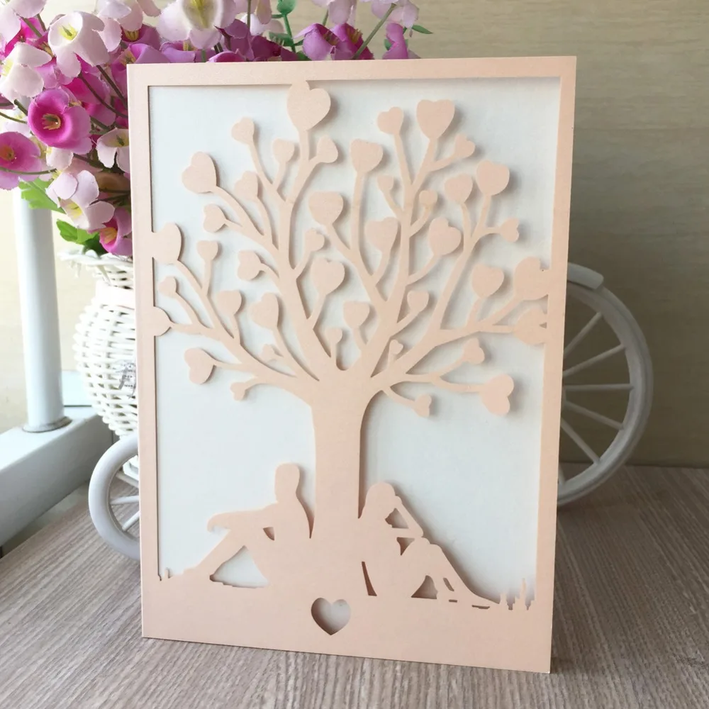 

30pcs Chic Tree Romantic Design with Couple Wedding Party Birthday decoration Invitation Card Best wishes Blessing Paper card