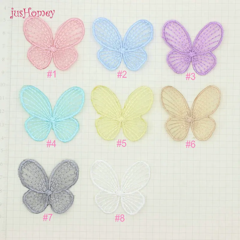 30 шт/партия вышивка кружева Апликация в виде бабочки 4 8 см полупрозрачный один