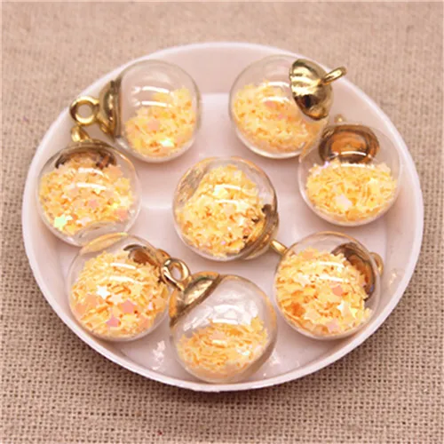 champagne 10pcs 10 шт. 16 см Красочный прозрачный стеклянный шар кулон в виде плывучего песка звездообразный блесток DIY серьги ювелирные аксессуары - Цвет: champagne 10pcs