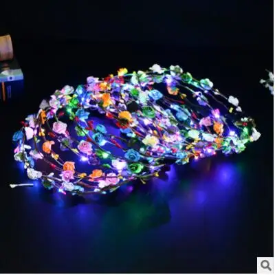 S Fashion Flower Headband Garland Girls Led Light Up Hair Band Headwear Hallowmas Party Toys Yh1117