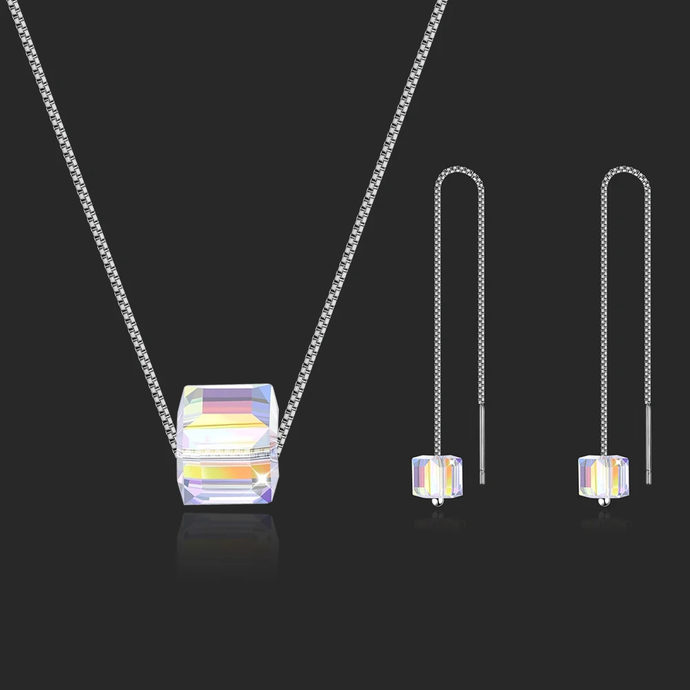 MALANDA новинка модный квадратный набор с кристаллами Swarovski ожерелье висячие серьги