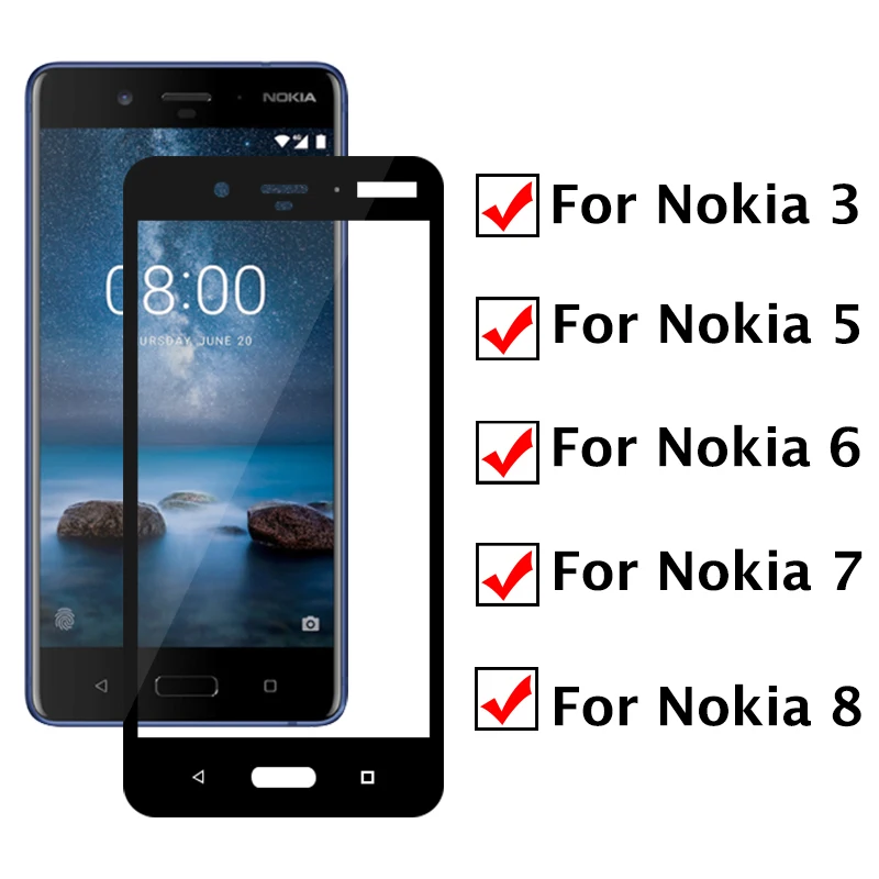 Полное покрытие защитное стекло для Nokia 8 7 6 5 3 протектор экрана Tremp Noka Noka6 Noka5