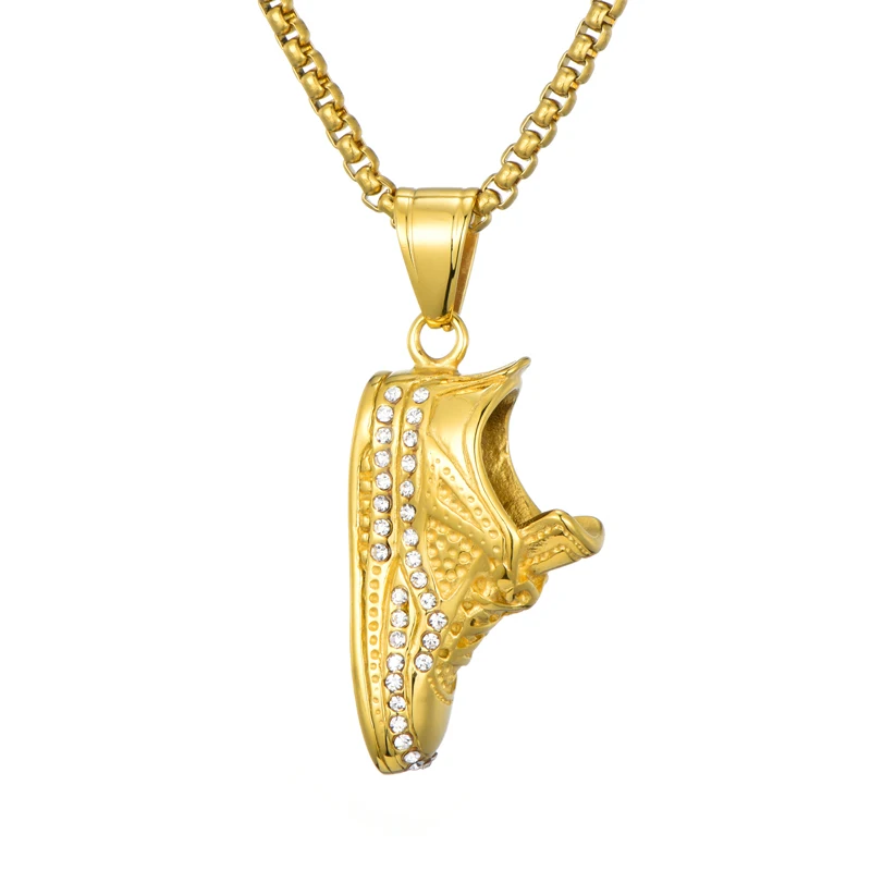 Хип хоп Iced Out Bling Золотой Цвет 316L Нержавеющая цепь сталь обувь ожерелья и подвески для мужчин ювелирные изделия Прямая поставка
