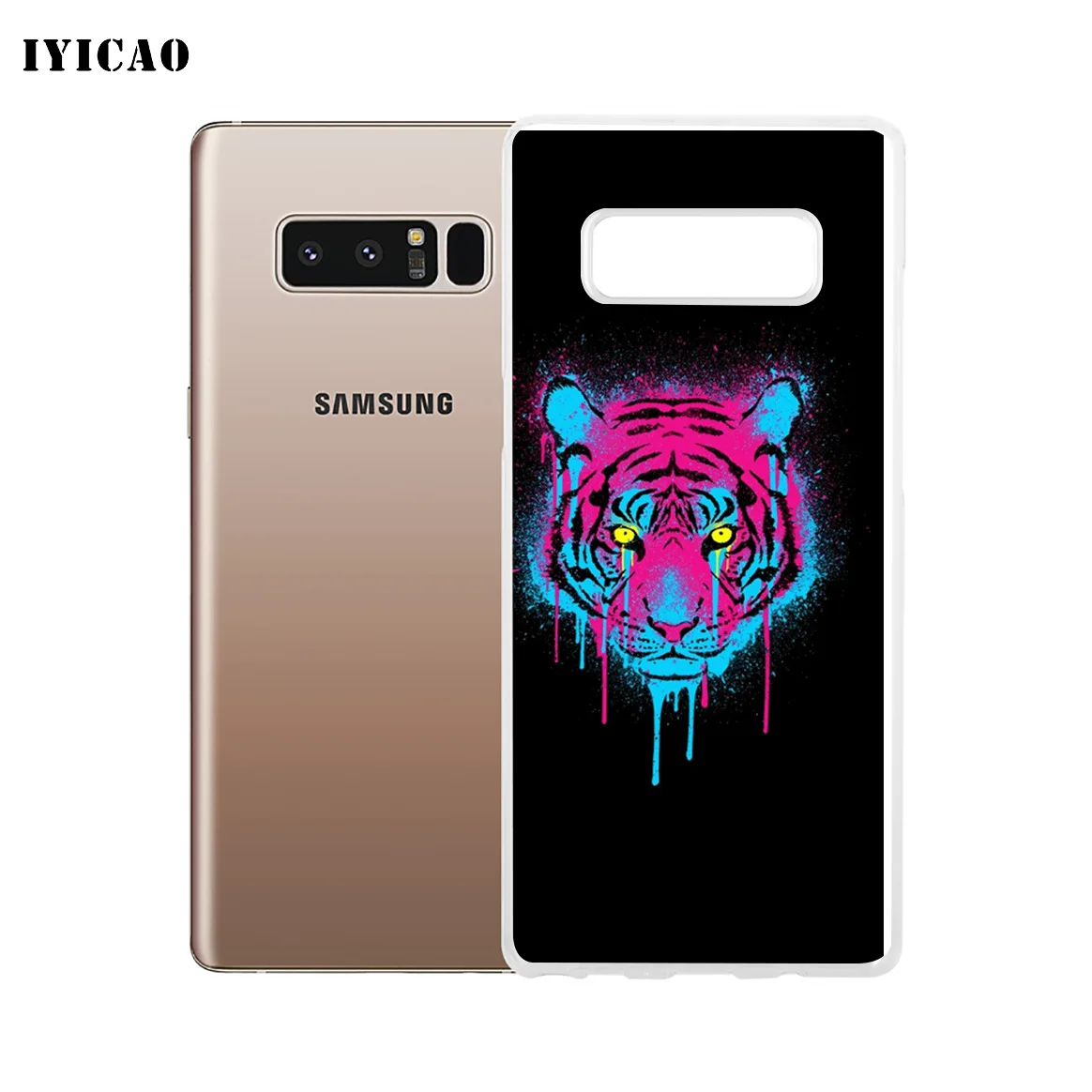 Мягкий силиконовый чехол IYICAO с неоновым тигром для Samsung A5 A6 Plus A7 A8 A9 J3 J5 J7 Note 8 9 из