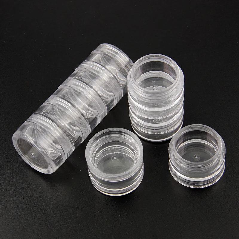 

1 Set 30*77mm Transparent Empty Plastic Storage Boxes Nail Art Tip Glitter Pot Box Rhinestone Bead Gems Case