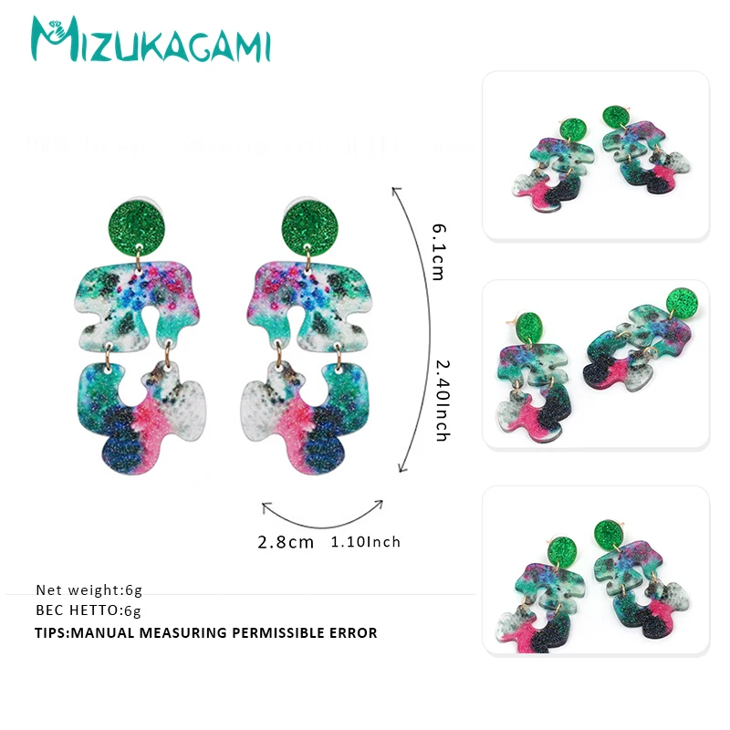 MIZUKAGAMI модные цвет акриловой смолы длинные Творческий Преувеличение Висячие