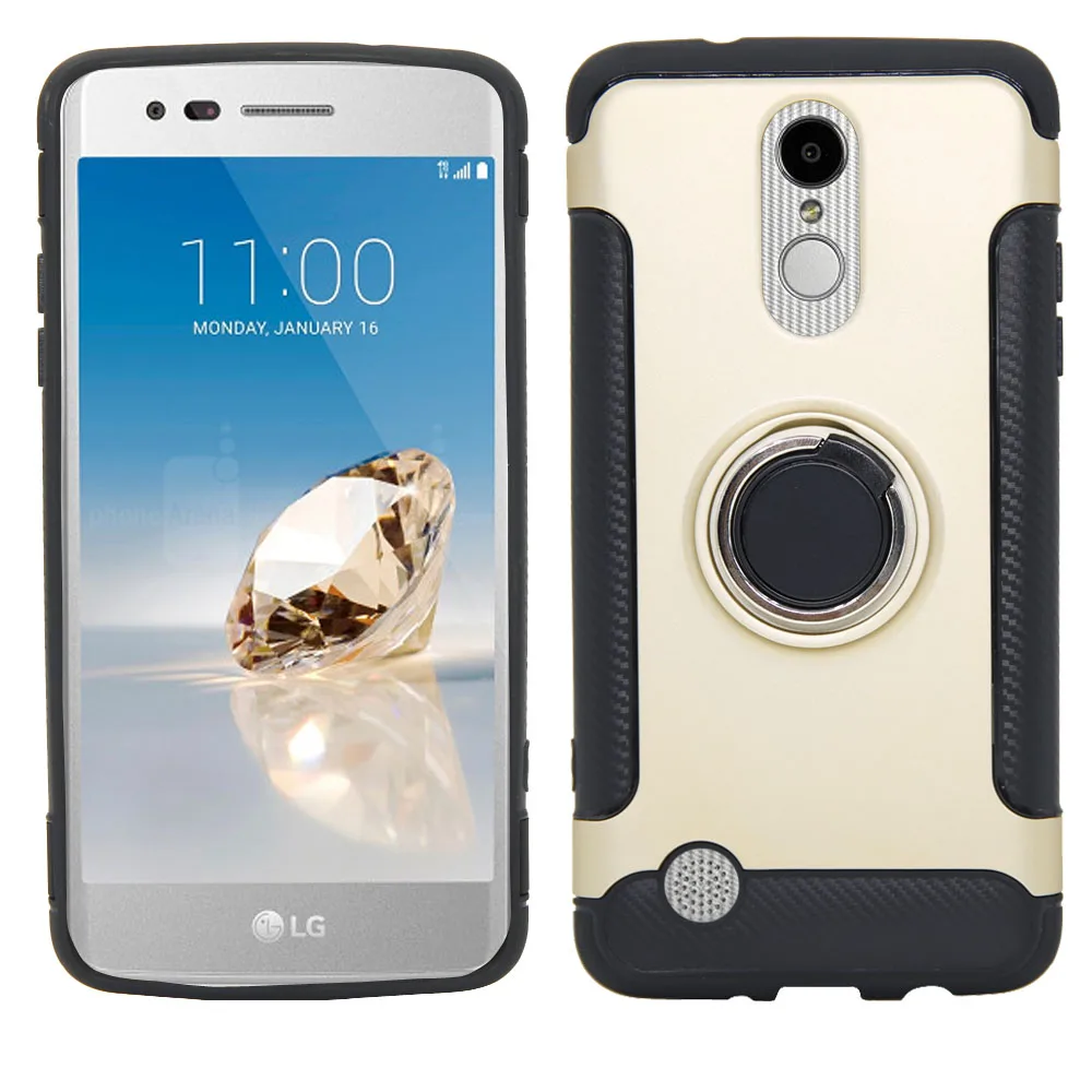 Чехол с магнитной присоской и кольцом-подставкой для LG Aristo 2/Plus/Tribute Dynasty/K8