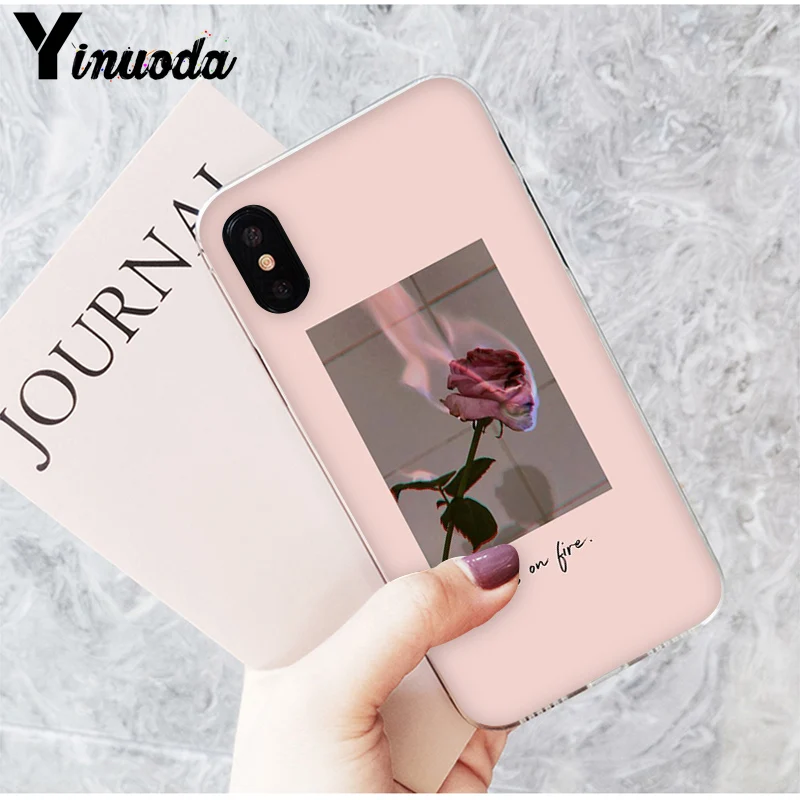 Yinuoda эстетический рисунок цветочный принт мягкий чехол для телефона iPhone 8 7 6 6S Plus X