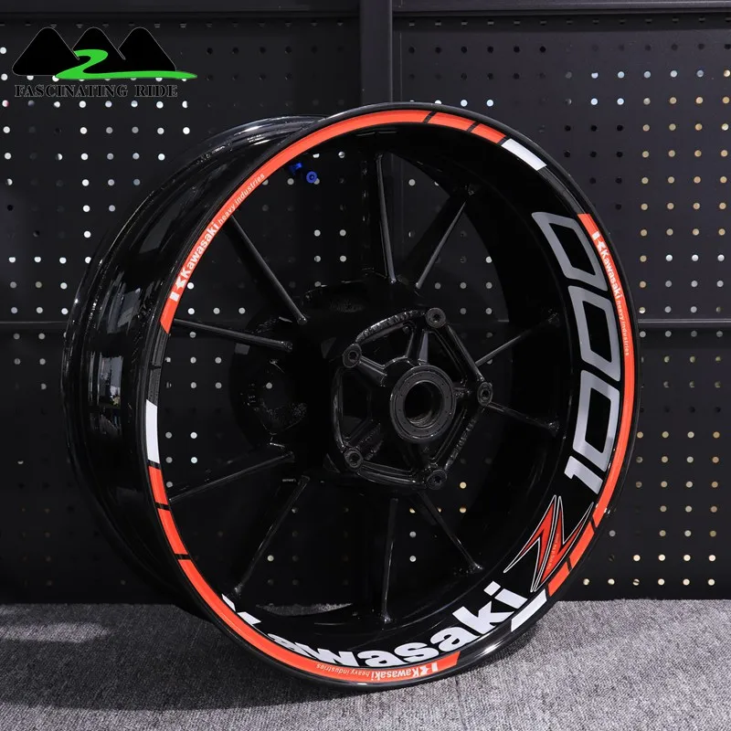 Z1000 sets of red Подходит для Kawasaki Z1000Z900Z800Z650Z400Z250 наклейка на колеса мотоцикла, водонепроницаемая Светоотражающая наклейка на обод, передняя и задняя - Цвет: Z1000 sets of red