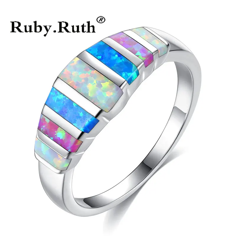 

Цветное Опаловое кольцо, ювелирные изделия для женщин, обручальные кольца с голубым огнем, Прямая поставка