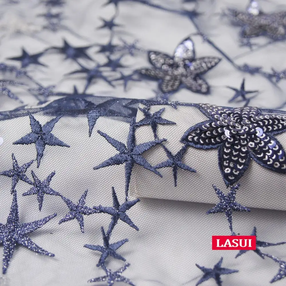 LASUI 2019 Новый 3 метров = 1 шт. DIY платье ткань розовый голубой серый Гипсофила звезды
