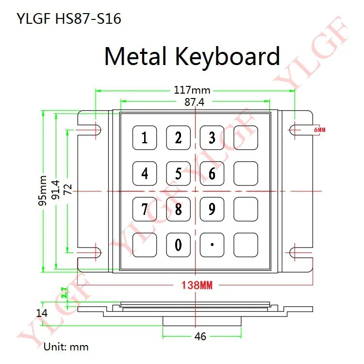 Металлическая клавиатура вверх вниз влево вправо Ps 2 Интерфейс Ylgf 16 Ключ