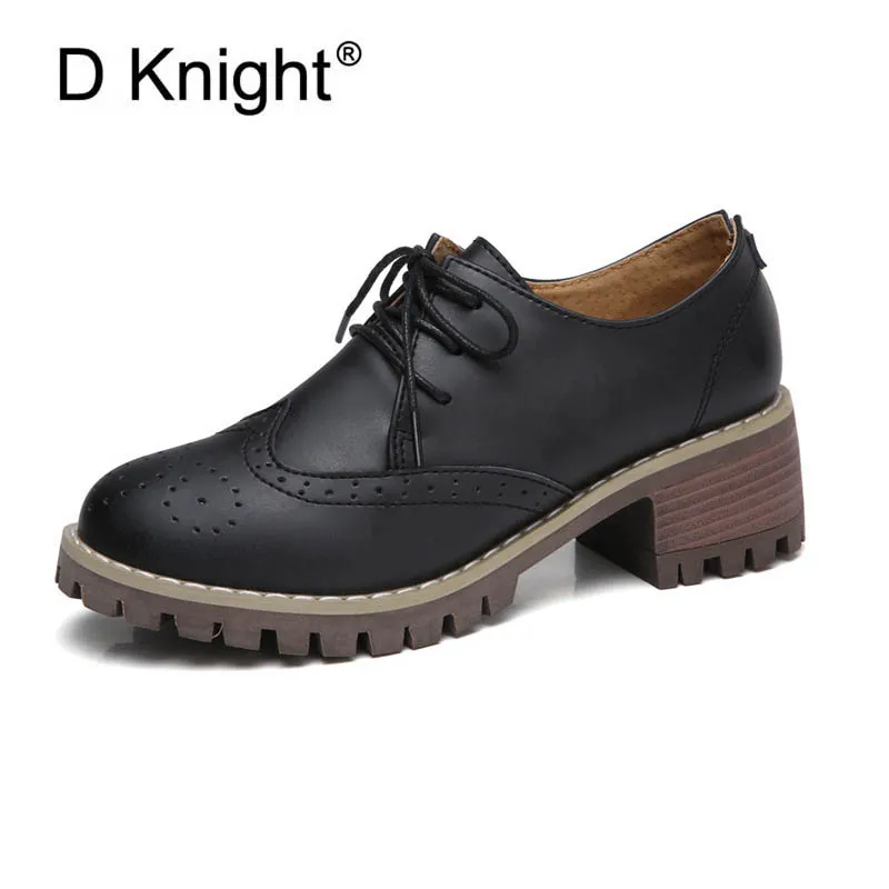 

New Fashion Carved Round Toe Lace Up Women Oxfords Vintage Genuine Cow Leather Oxfords For Women Ladies Casual Low Heeled Shoes